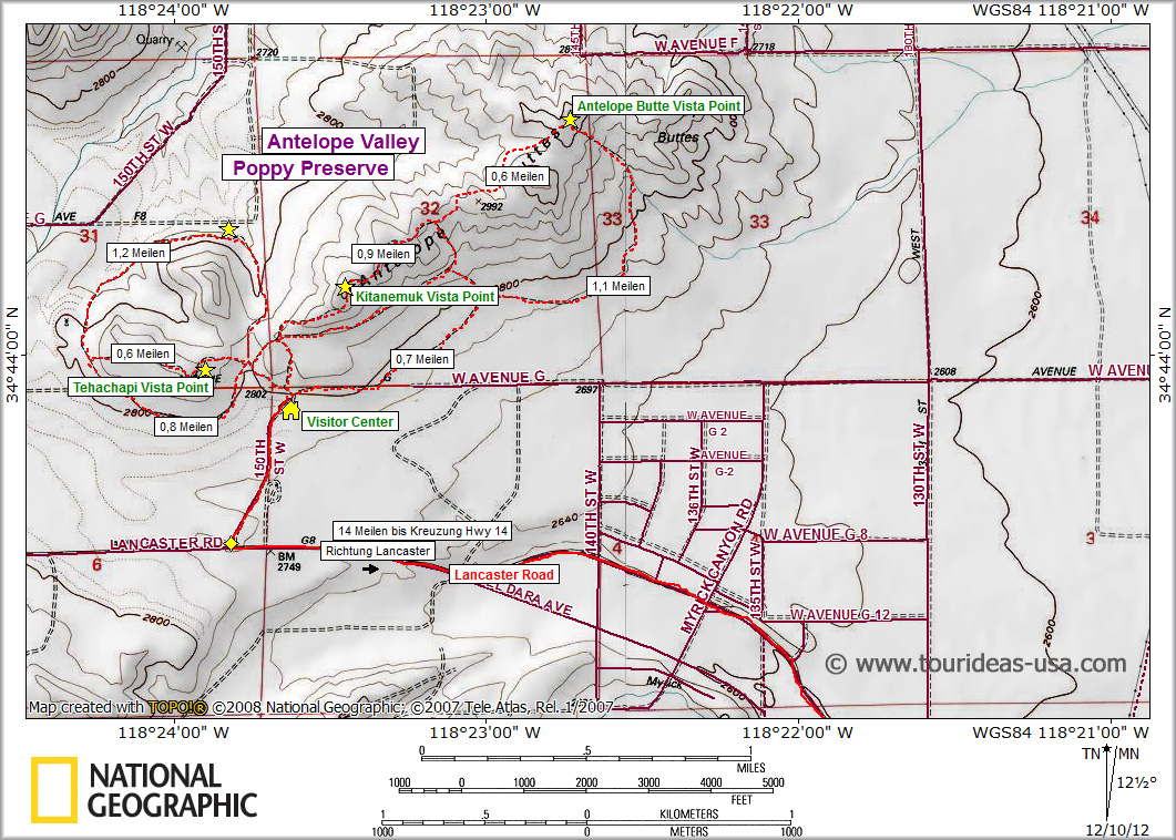 Karte Antelope Valley Poppy Reserve