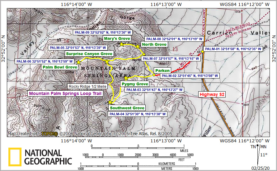 Karte Mountain Palm Springs Loop Trail